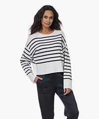 Drykorn Imeny Striped Cotton Sweater - Off-white/Dark Blue