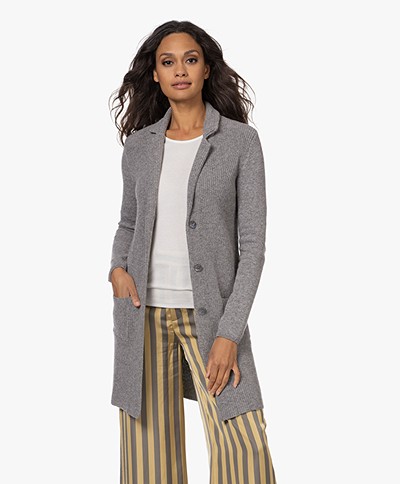 Belluna Atlanta Wool Cashmere Blend Knitted Blazer Cardigan - Grey