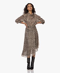 IRO Mataori Flock Chiffon Leopard Print Dress - Black/Beige