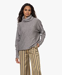 Repeat Wool-Cashmere Turtleneck Sweater with Drawstring - Light Grey