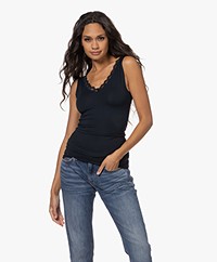 by-bar Double V-neck Top with Lace - Dark Navy