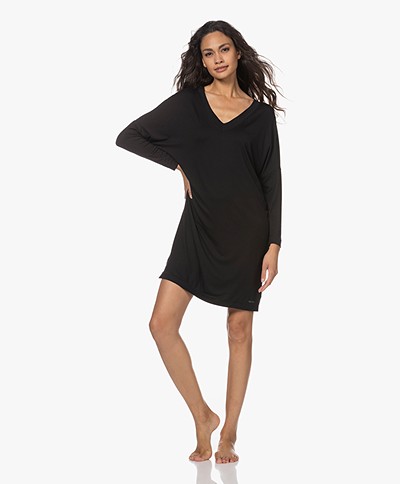 Calvin Klein Modal Jersey V-hals Nachthemd - Zwart
