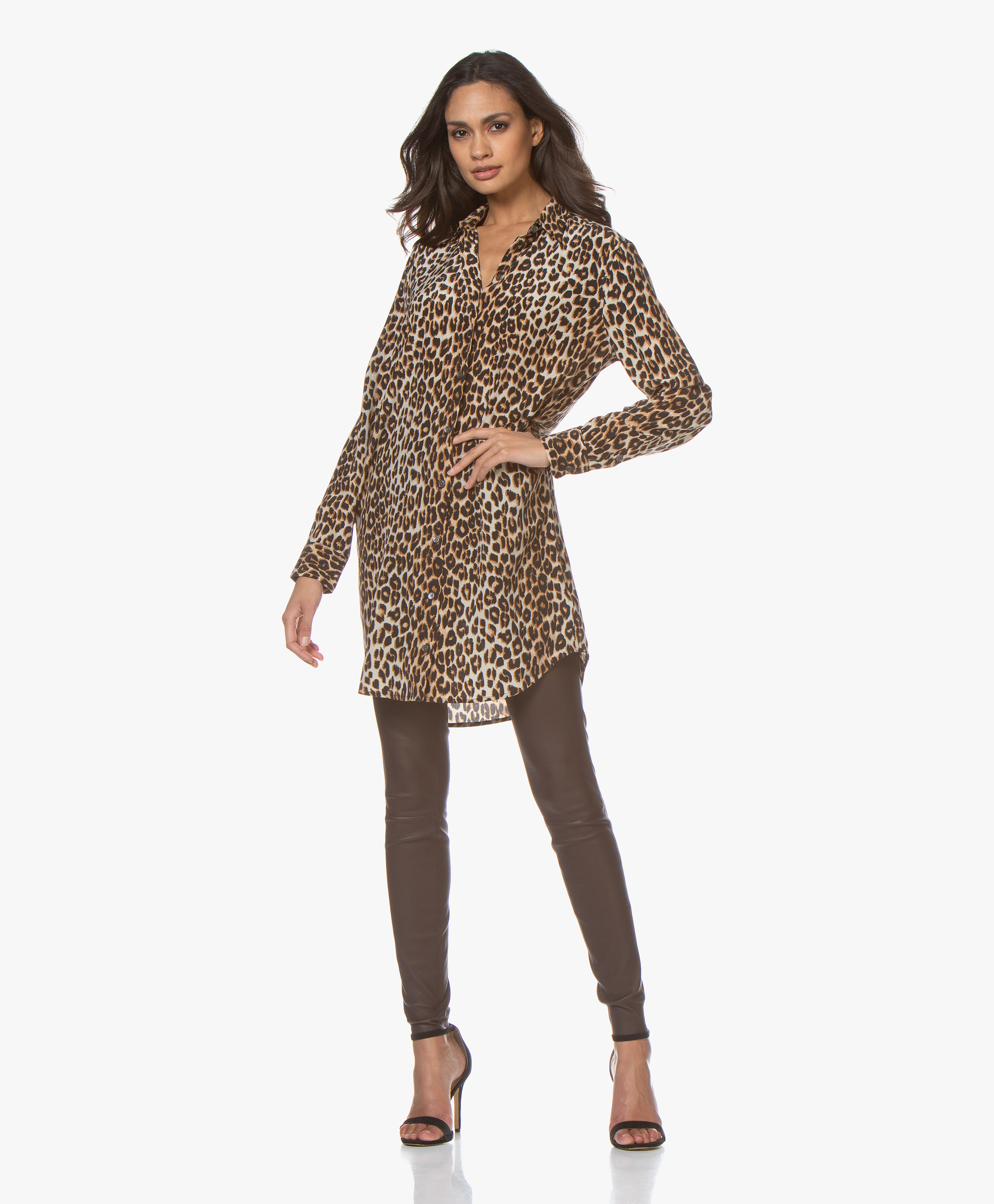 leopard shirt dress
