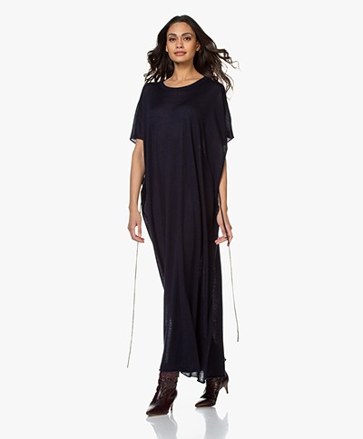 extreme cashmere N°139 Caftan Cashmere Maxi Dress - Navy