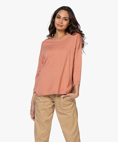 Repeat Fine Knitted Cotton Mix Sweater - Blush