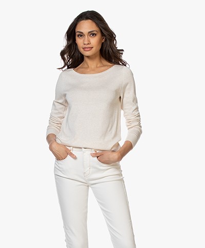 Repeat Cotton Blend Pullover - Light Beige Heather