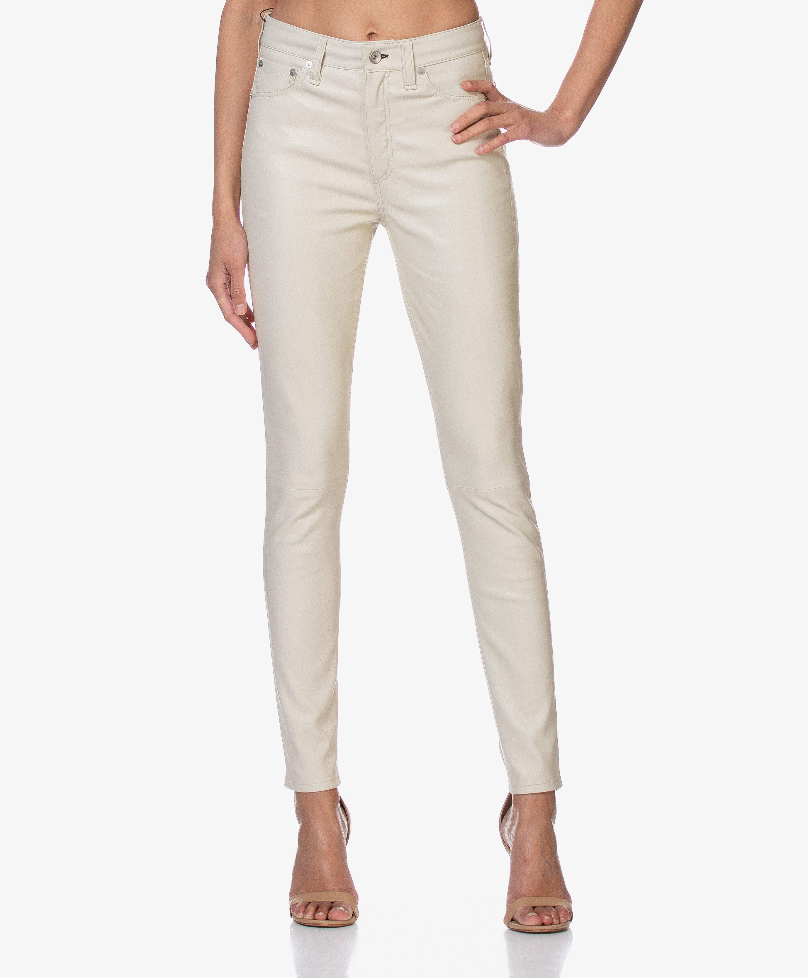 white leather skinny pants