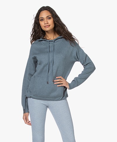 Repeat Knitted Cotton Blend Hooded Sweater - Ocean