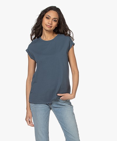 Repeat Cotton Blend Round Neck T-shirt - Ocean