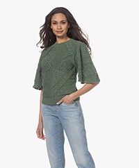 Josephine & Co Mindy Cotton Pointelle Sweater - Dark Green