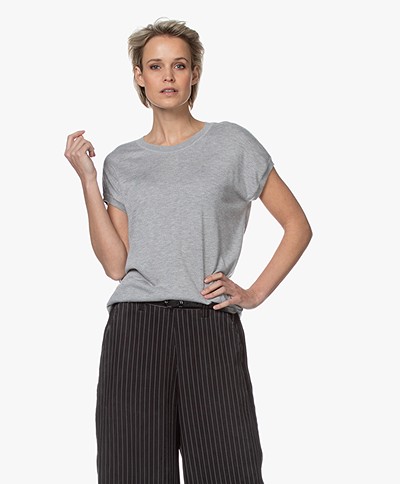 Repeat Bamboo Blend Short Sleeve Sweater - Grey