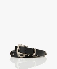Róhe Gina Western Style Leather Belt - Pebble Grey