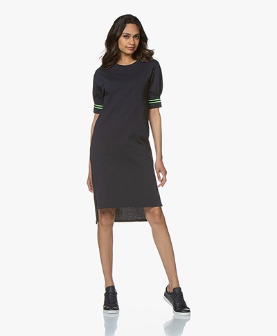 HUGO Nellia Sweater Dress with Neon Details - Open Blue