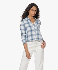 Rails Hunter Geruite Viscose Blouse - White Indigo Mist