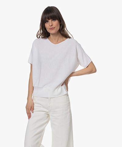 Drykorn Someli Seamless Short Sleeve Sweater - White