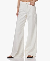 FRAME Le Palazzo Pure Cotton Flared Jeans - Off-white
