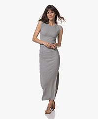 Michael Stars Calliope Ribbed Jersey Maxi Dress with Slit - Heather Grey