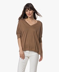 Repeat Cotton-Cashmere Elbow Sleeve Sweater - Mocca