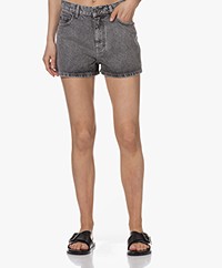 ROTATE Rhinestone Denim Shorts - Grey Denim