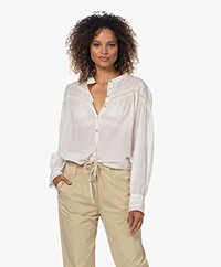 Penn&Ink N.Y Cotton Voile Blouse with Lace - Ecru