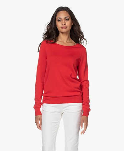 Repeat Cotton Blend Pullover - Red