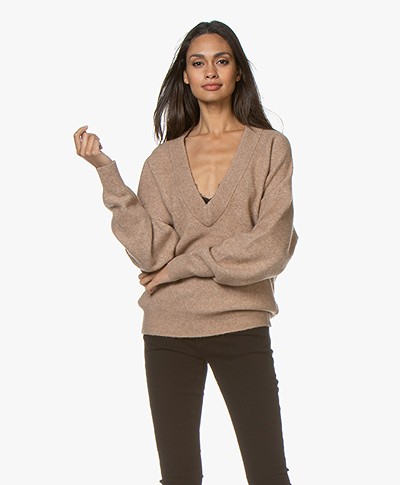 IRO Alva Deep V-neck Sweater - Light Brown