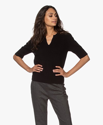 Repeat Cashmere Short Sleeve Sweater - Black