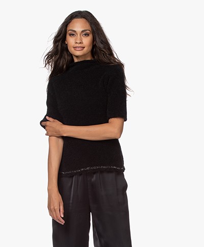no man's land Seamless Funnel Neck Sweater with Lurex - Core Black