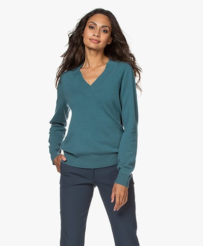 Repeat V-neck Cashmere Sweater - Deep Lake