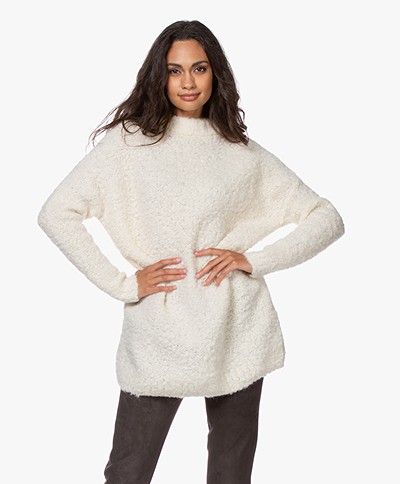 American Vintage Atabury Long Bouclé Sweater - Mother of Pearl