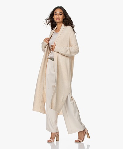 LaSalle Long Open Wool Blend Oversized Cardigan - Panna