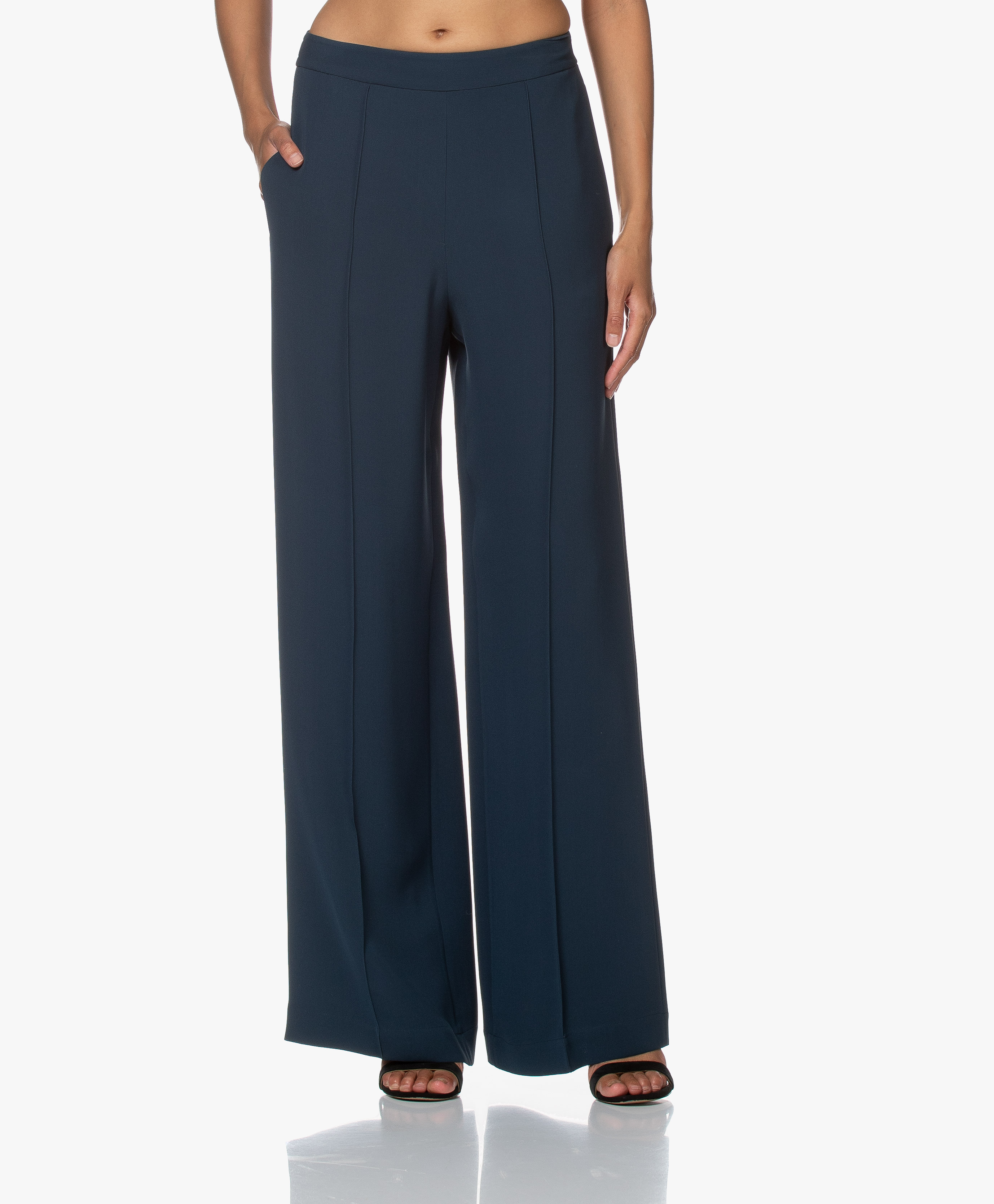 Joseph Tawn Silk Crêpe-georgette Pants - Petrol - tawn | jf004942 0315 - l