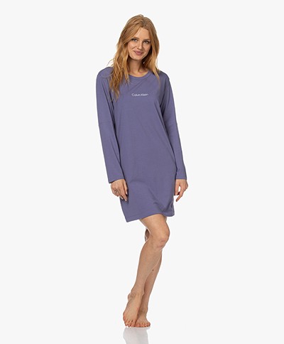 Calvin Klein Long Sleeve Jersey Nightshirt - Bleached Denim