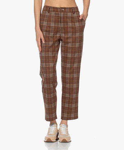 indi & cold Checkered Jersey Pants - Caoba
