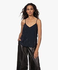 Zadig & Voltaire Casel Soft Strass Stars Viscose Top - Encre