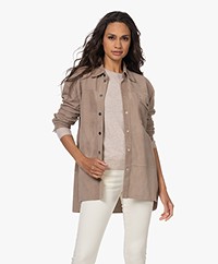 Repeat Buttoned Suede Shacket - Taupe