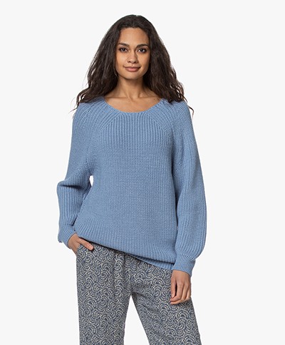 Sibin/Linnebjerg Fanny Fisherman Sweater - Light Denim Blue