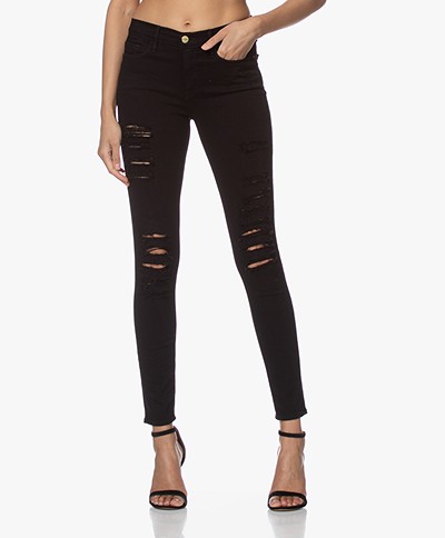 FRAME Le Skinny de Jeanne Ripped Jeans - Film Noir - | film noir