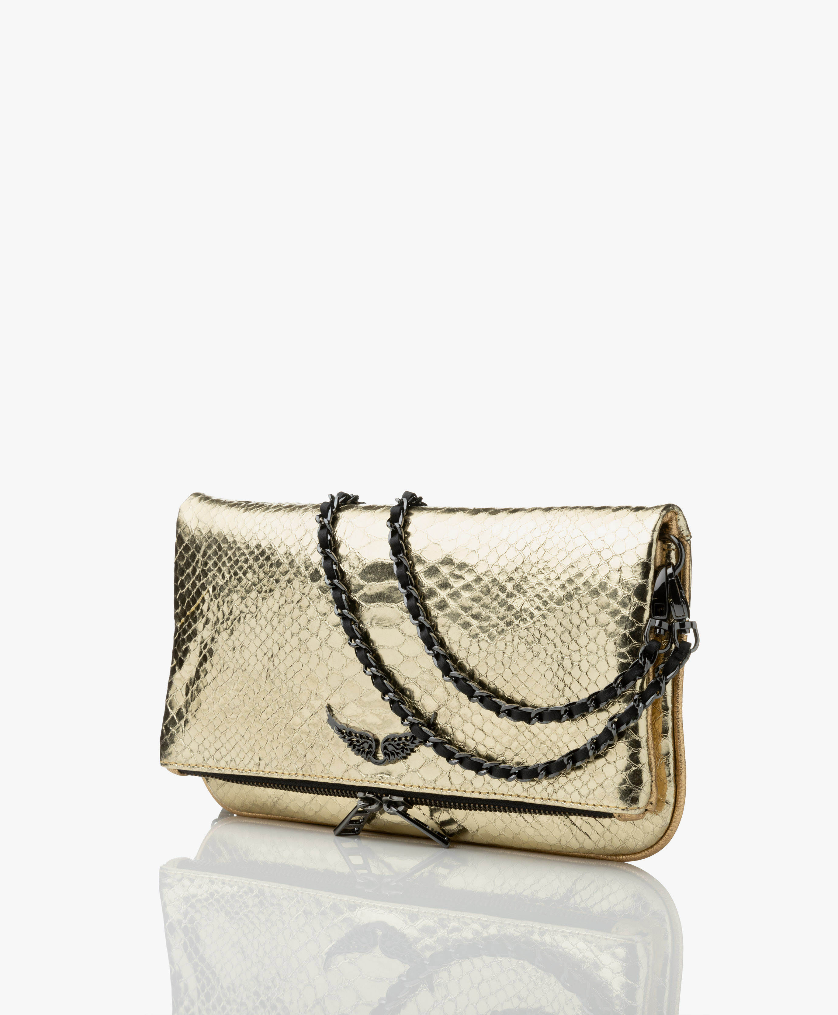 Zadig & Voltaire Rock Metallic Savage Schoulderbag/Clutch - Gold - rock ...