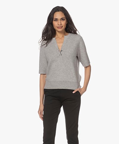Repeat Organic Cashmere and Silk Short Sleeve Sweater - Silver Grey