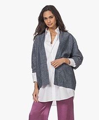 LaSalle Cotton-linen Blend Kimono Jacket - Denim