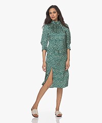 ba&sh Edmee Printed Seersucker Satin Dress - Green