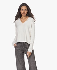 Drykorn Linnie V-neck BCI Cotton Blend Sweater - Off-white