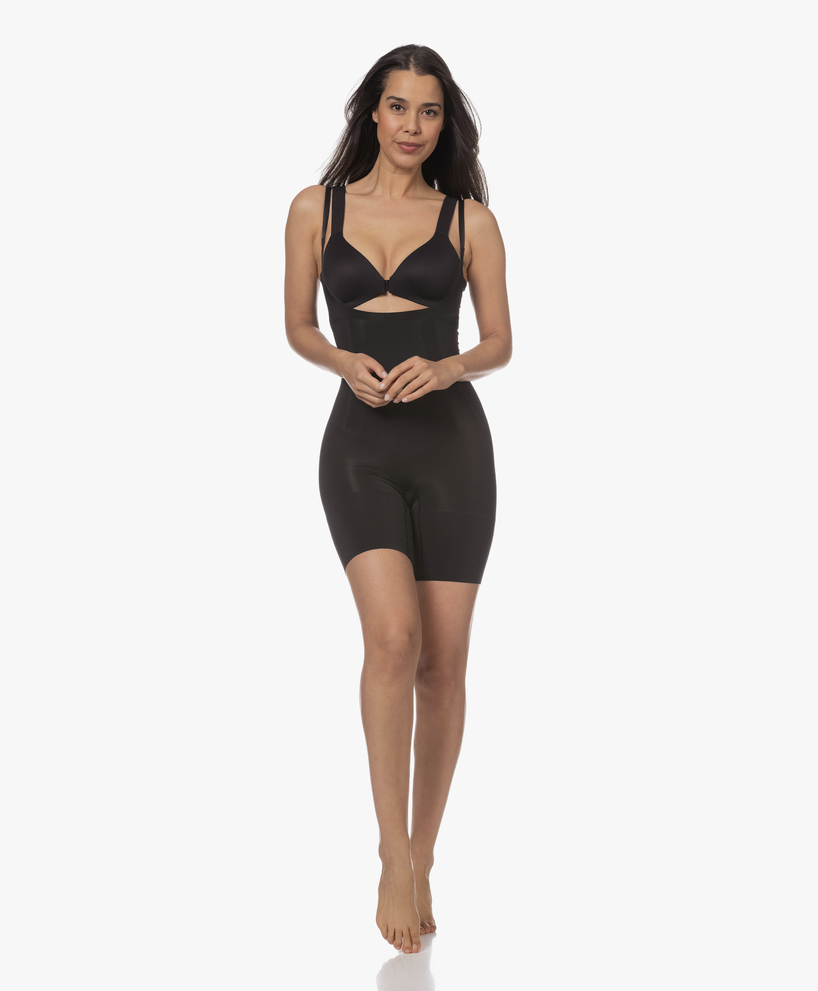 Spanx® Oncore Open Bust Mid Thigh Bodysuit Zwart 10130r 9999 Very