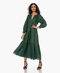 Vanessa Bruno Arabelle Embroidered Linen Maxi Dress - Dark Green