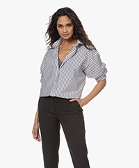 Filippa K Oversized Striped Cotton Shirt - Navy/White