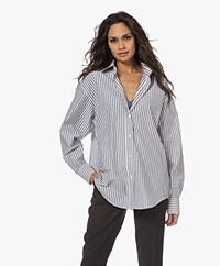 Filippa K Oversized Gestreept Overhemd - Navy/Wit