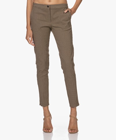 Woman by Earn Sue Houndstooth Stretch Pants - Camel 