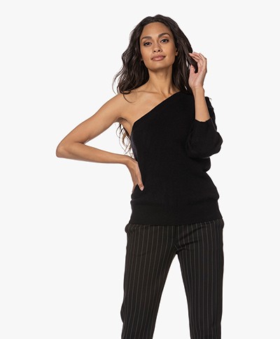 Skin Pascale Asymmetric One-shoulder Cashmere Sweater - Black