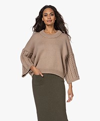 I Love Mr Mittens Chunky Knitted Boxy Sweater - Warm Taupe